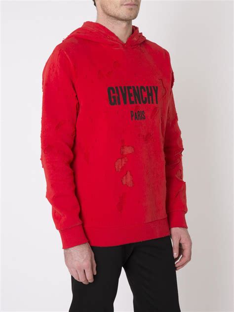 red givenchy destroyed hoodie|Givenchy men's destroyed hoodie.